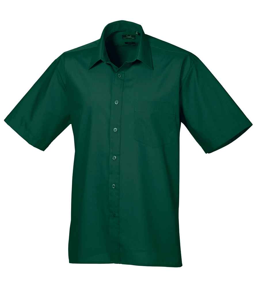 Premier Short Sleeve Poplin Shirt - (3rd Colours) in Bottle Green by Premier — Custom branded clothing by Print Press, featuring premium embroidery produced in our specialist print lab in the UK.