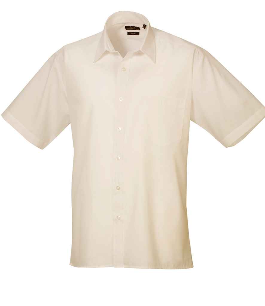 Premier Short Sleeve Poplin Shirt - (2nd Colours) in Natural by Premier — Custom branded clothing by Print Press, featuring premium embroidery produced in our specialist print lab in the UK.