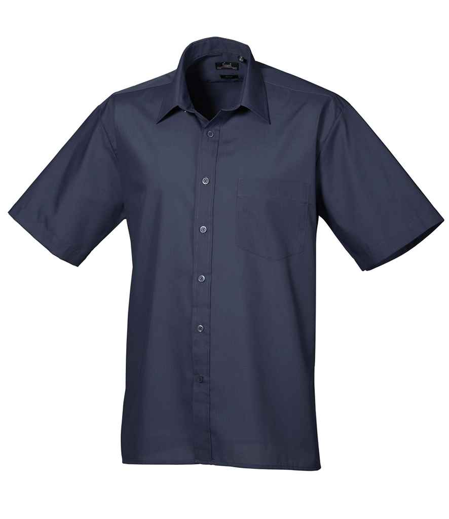 Premier Short Sleeve Poplin Shirt - (2nd Colours) in Navy by Premier — Custom branded clothing by Print Press, featuring premium embroidery produced in our specialist print lab in the UK.