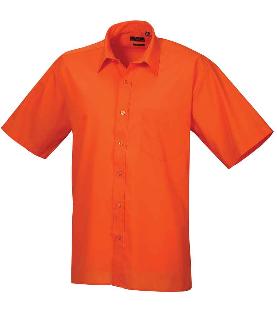 Premier Short Sleeve Poplin Shirt in Orange by Premier — Custom branded clothing by Print Press, featuring premium embroidery produced in our specialist print lab in the UK.