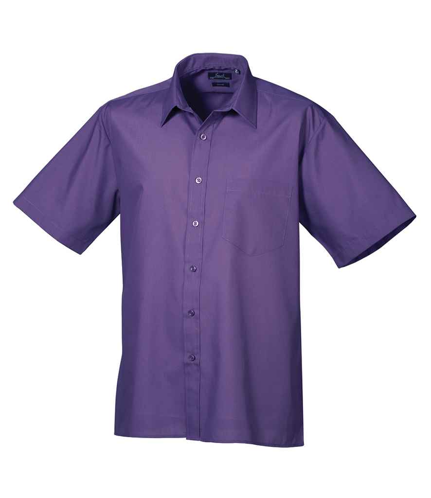 Premier Short Sleeve Poplin Shirt - (2nd Colours) in Purple by Premier — Custom branded clothing by Print Press, featuring premium embroidery produced in our specialist print lab in the UK.