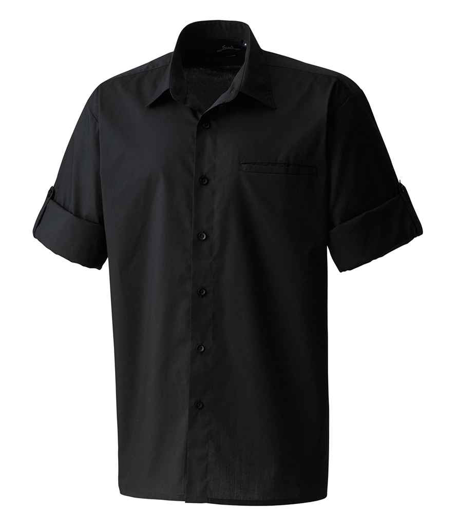 Premier Roll Sleeve Poplin Shirt in by Premier — Custom branded clothing by Print Press, featuring premium embroidery produced in our specialist print lab in the UK.
