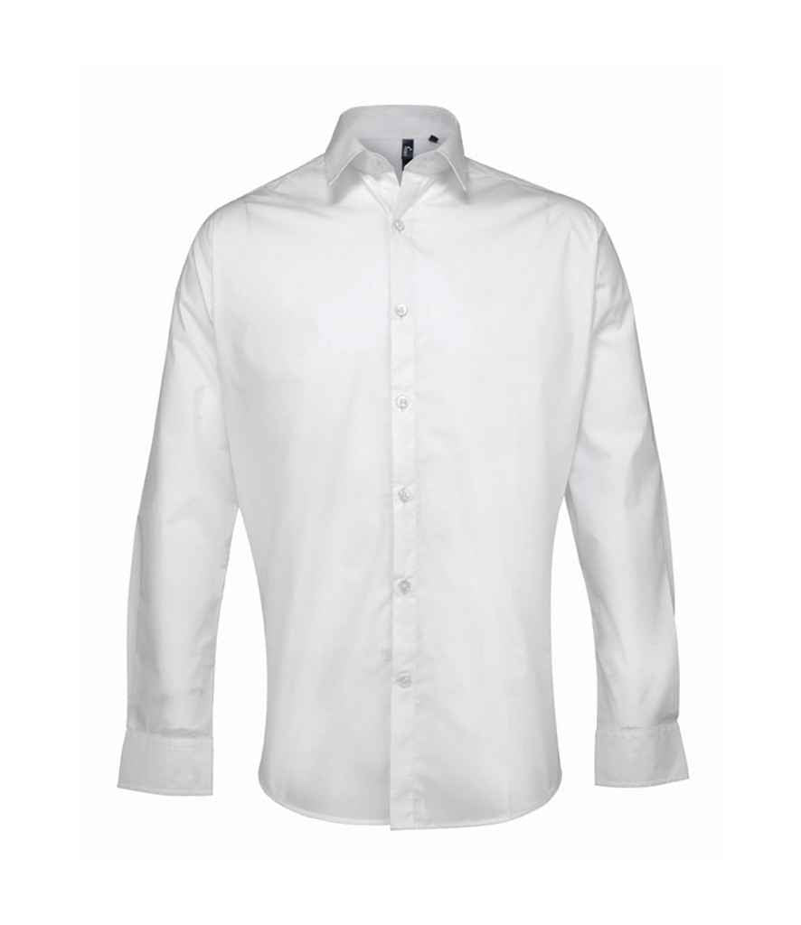 Premier Supreme Long Sleeve Poplin Shirt in White by Premier — Custom branded clothing by Print Press, featuring premium embroidery produced in our specialist print lab in the UK.