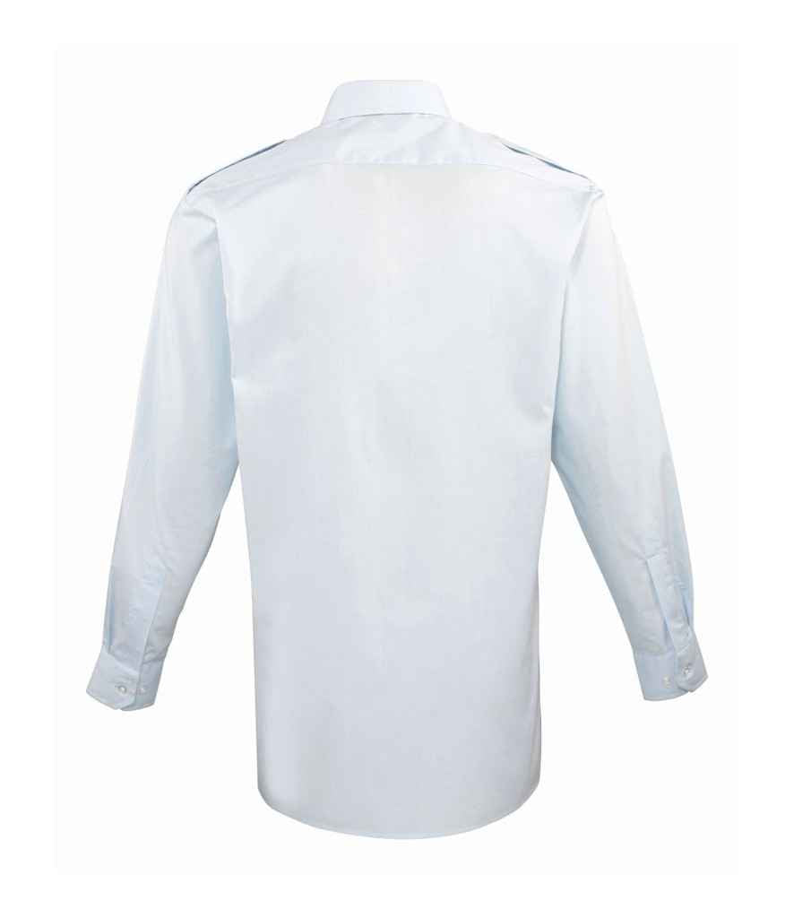 Premier Long Sleeve Pilot Shirt in by Premier — Custom branded clothing by Print Press, featuring premium embroidery produced in our specialist print lab in the UK.