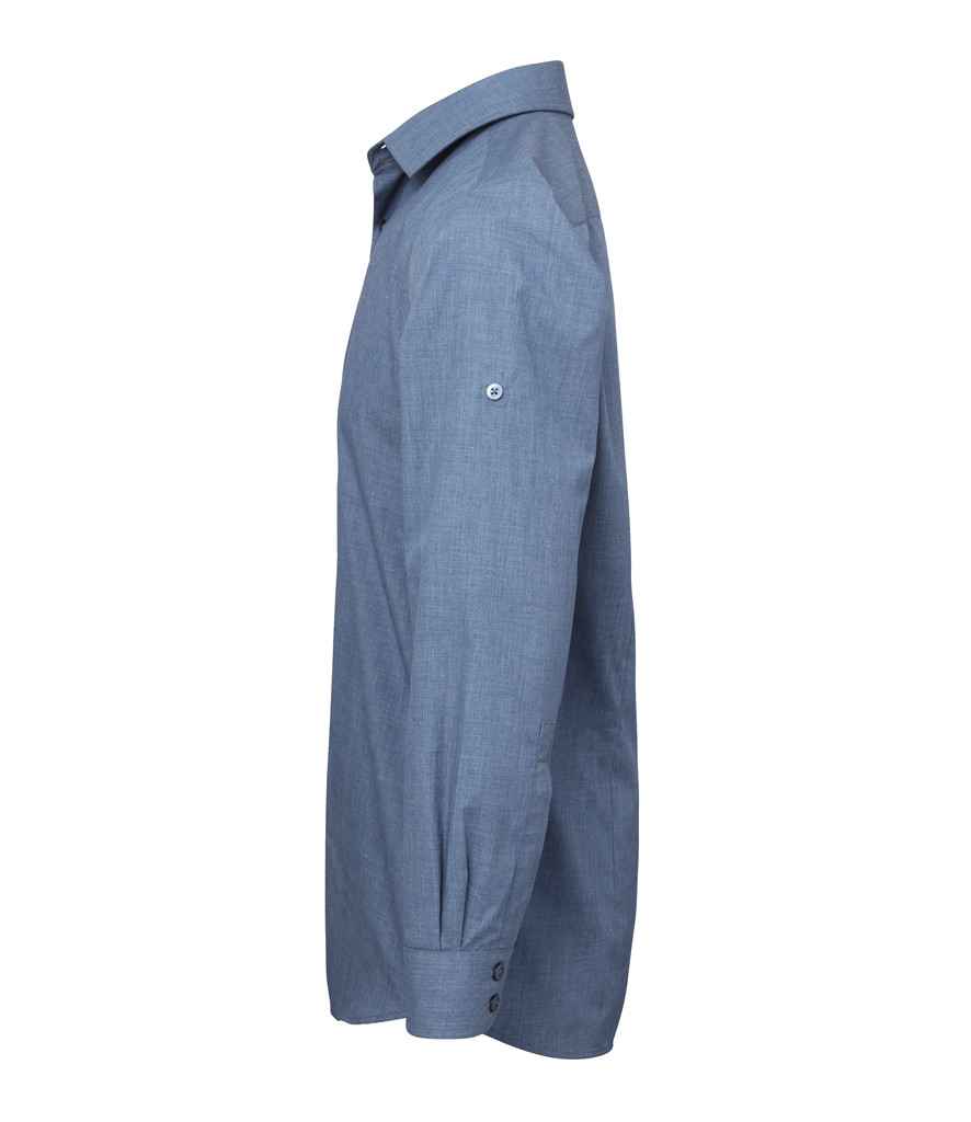 Premier Cross-Dye Roll Sleeve Shirt in by Premier — Custom branded clothing by Print Press, featuring premium embroidery produced in our specialist print lab in the UK.