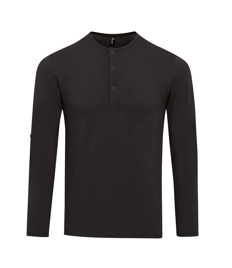 Premier Long John Roll Sleeve T-Shirt in Black by Premier — Custom branded clothing by Print Press, featuring premium embroidery produced in our specialist print lab in the UK.