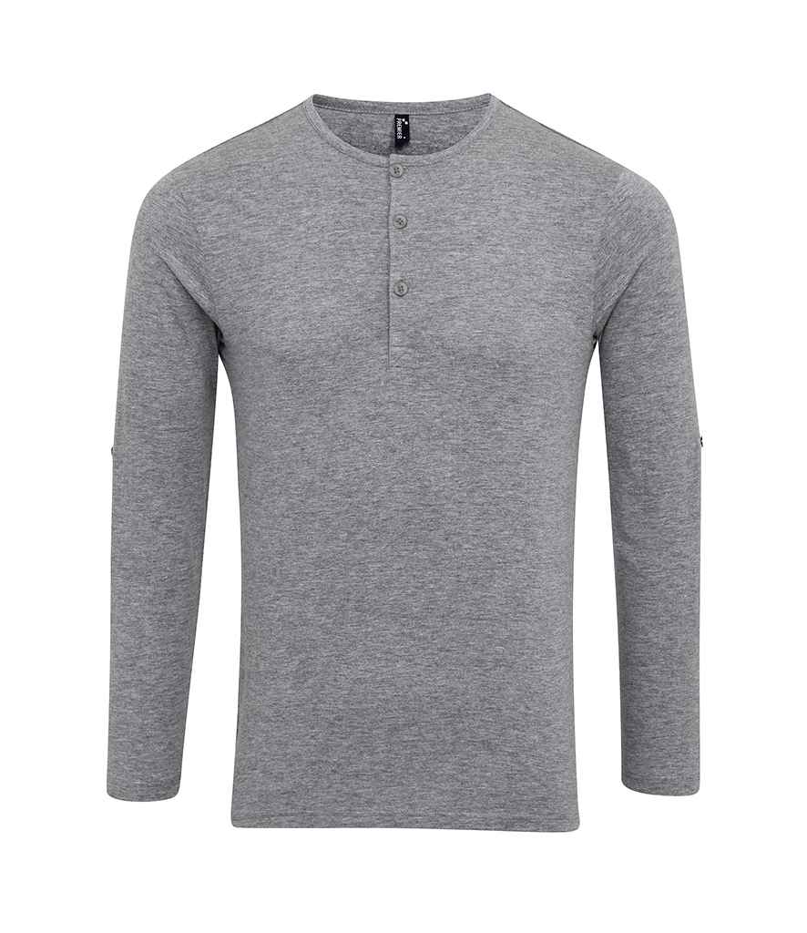 Premier Long John Roll Sleeve T-Shirt in Grey Marl by Premier — Custom branded clothing by Print Press, featuring premium embroidery produced in our specialist print lab in the UK.