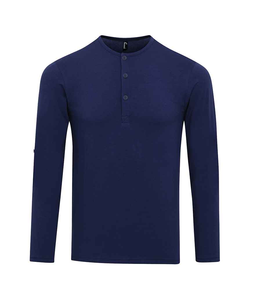 Premier Long John Roll Sleeve T-Shirt in Indigo Denim by Premier — Custom branded clothing by Print Press, featuring premium embroidery produced in our specialist print lab in the UK.