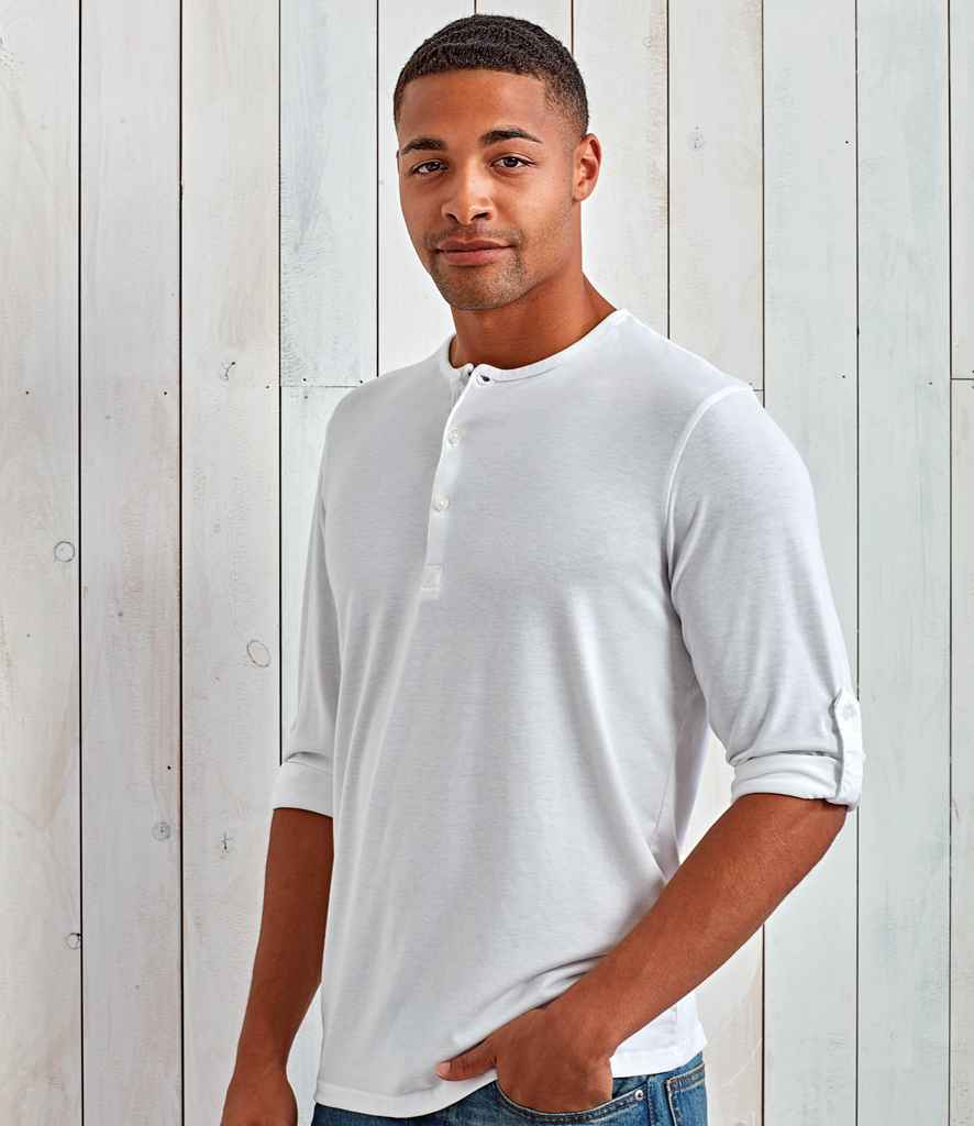 Premier Long John Roll Sleeve T-Shirt in White by Premier — Custom branded clothing by Print Press, featuring premium embroidery produced in our specialist print lab in the UK.