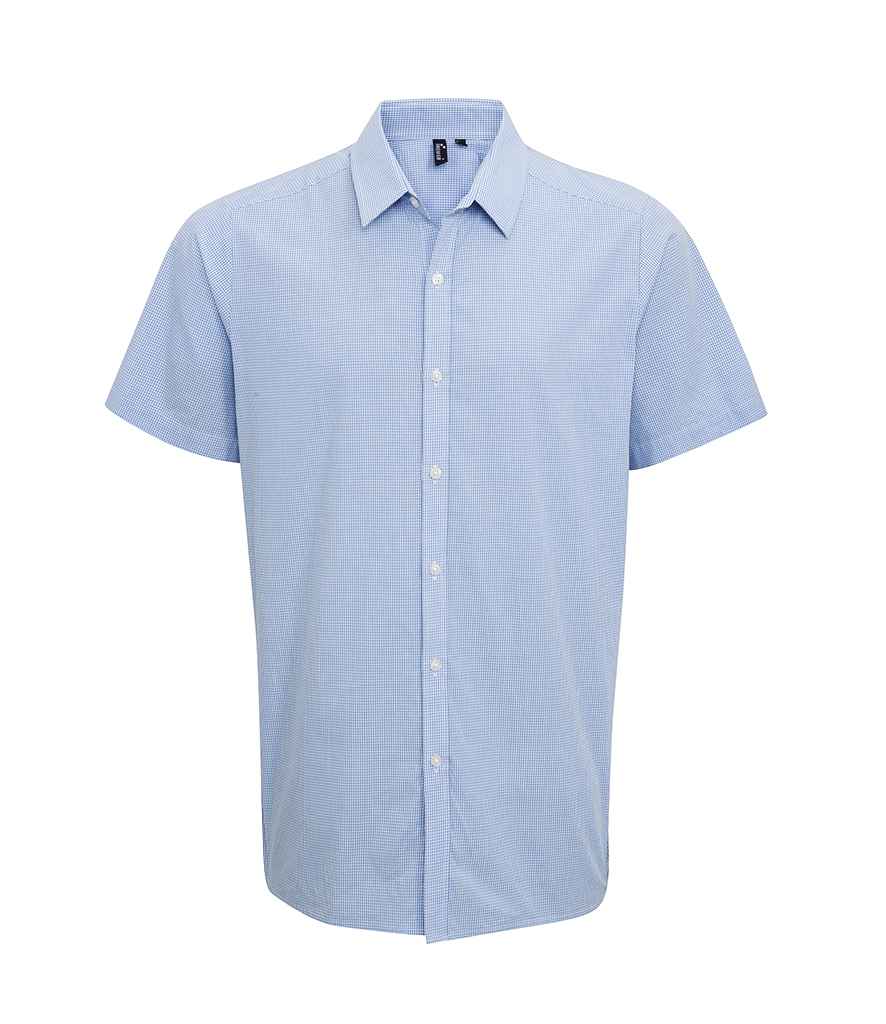 Premier Gingham Short Sleeve Shirt in by Premier — Custom branded clothing by Print Press, featuring premium embroidery produced in our specialist print lab in the UK.