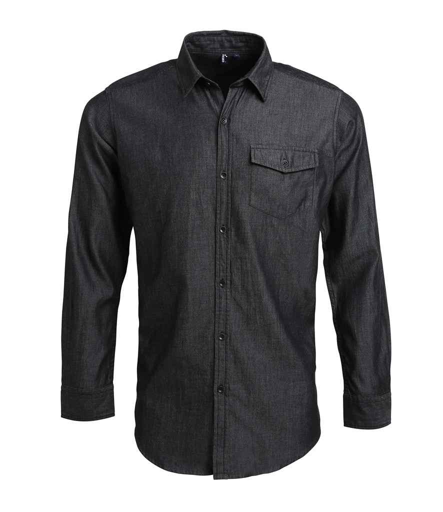 Premier Jeans Stitch Denim Shirt in by Premier — Custom branded clothing by Print Press, featuring premium embroidery produced in our specialist print lab in the UK.