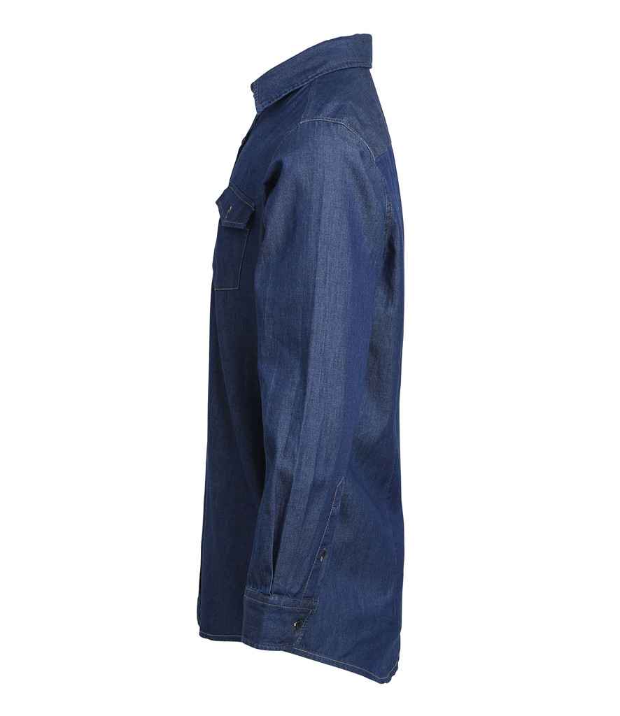 Premier Jeans Stitch Denim Shirt in by Premier — Custom branded clothing by Print Press, featuring premium embroidery produced in our specialist print lab in the UK.