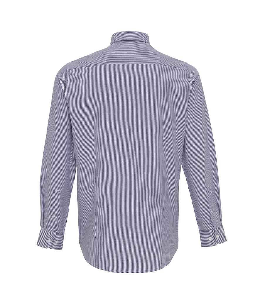 Premier Long Sleeve Striped Oxford Shirt in by Premier — Custom branded clothing by Print Press, featuring premium embroidery produced in our specialist print lab in the UK.
