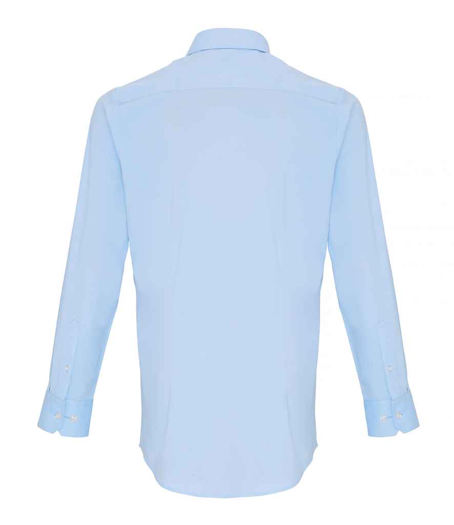 Premier Long Sleeve Stretch Fit Poplin Shirt in by Premier — Custom branded clothing by Print Press, featuring premium embroidery produced in our specialist print lab in the UK.