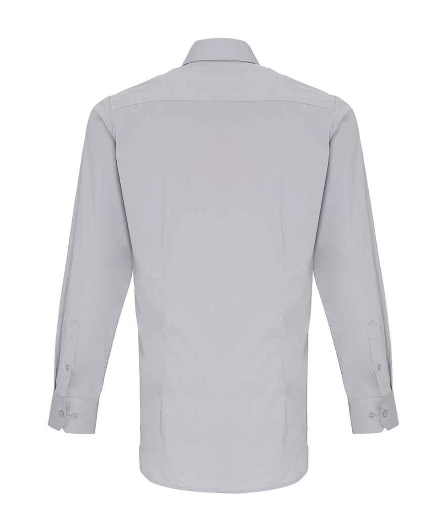Premier Long Sleeve Stretch Fit Poplin Shirt in by Premier — Custom branded clothing by Print Press, featuring premium embroidery produced in our specialist print lab in the UK.