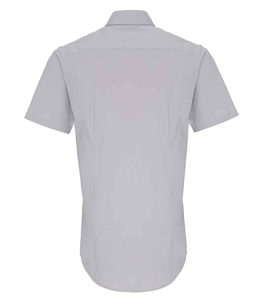 Premier Short Sleeve Stretch Fit Poplin Shirt in by Premier — Custom branded clothing by Print Press, featuring premium embroidery produced in our specialist print lab in the UK.
