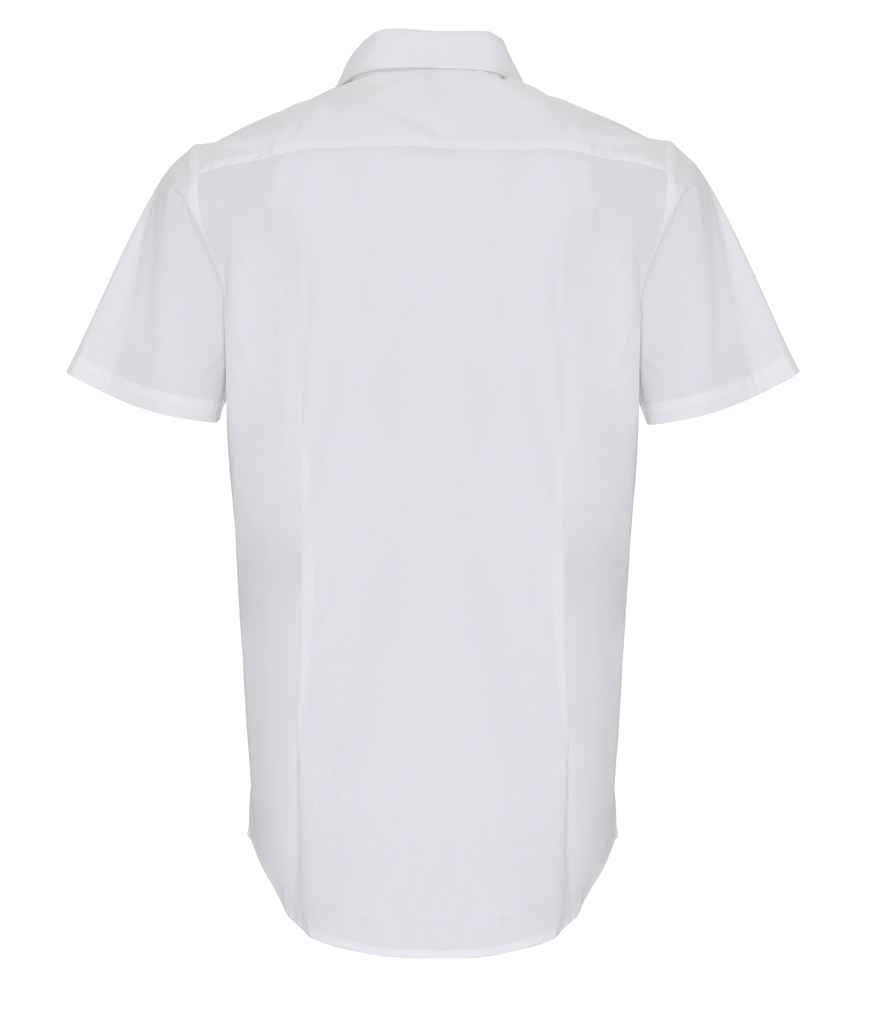 Premier Short Sleeve Stretch Fit Poplin Shirt in by Premier — Custom branded clothing by Print Press, featuring premium embroidery produced in our specialist print lab in the UK.
