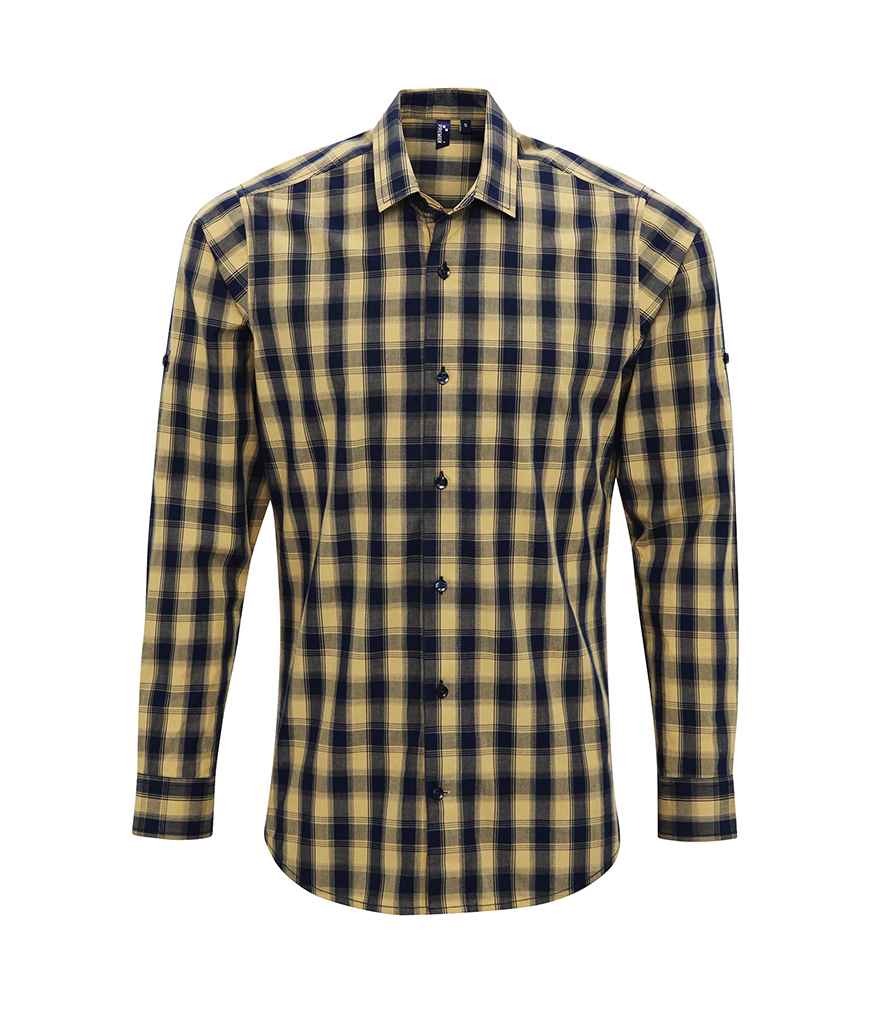 Premier Mulligan Check Long Sleeve Shirt in by Premier — Custom branded clothing by Print Press, featuring premium embroidery produced in our specialist print lab in the UK.