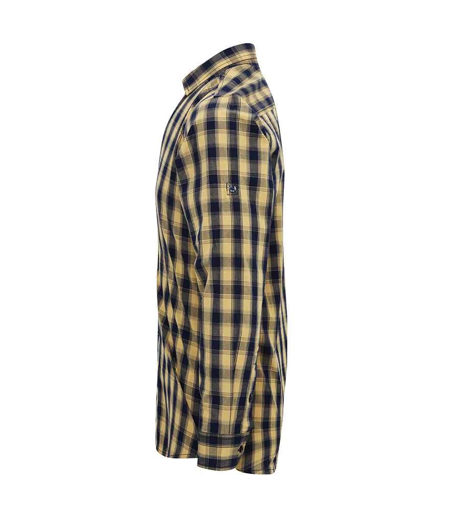 Premier Mulligan Check Long Sleeve Shirt in by Premier — Custom branded clothing by Print Press, featuring premium embroidery produced in our specialist print lab in the UK.