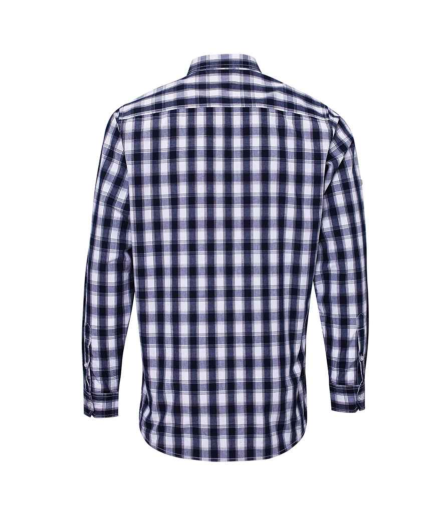 Premier Mulligan Check Long Sleeve Shirt in by Premier — Custom branded clothing by Print Press, featuring premium embroidery produced in our specialist print lab in the UK.