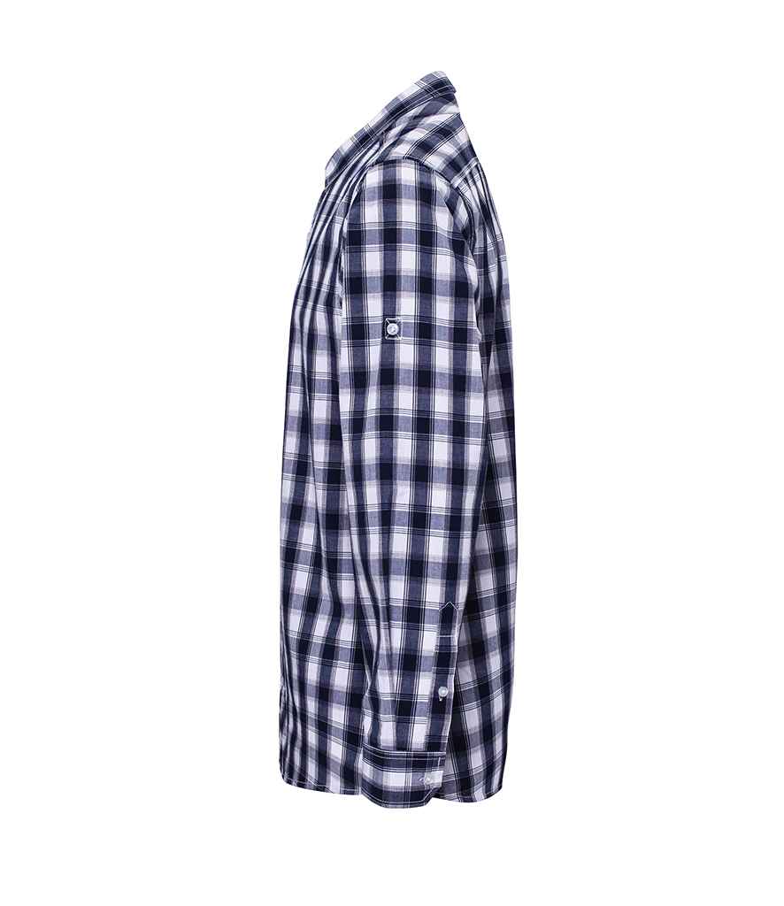Premier Mulligan Check Long Sleeve Shirt in by Premier — Custom branded clothing by Print Press, featuring premium embroidery produced in our specialist print lab in the UK.