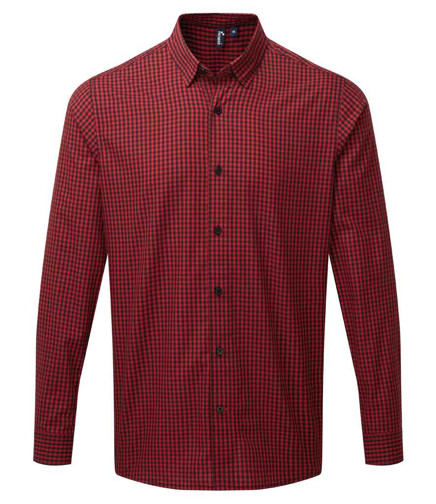 Premier Maxton Check Long Sleeve Shirt in Black Red by Premier — Custom branded clothing by Print Press, featuring premium embroidery produced in our specialist print lab in the UK.