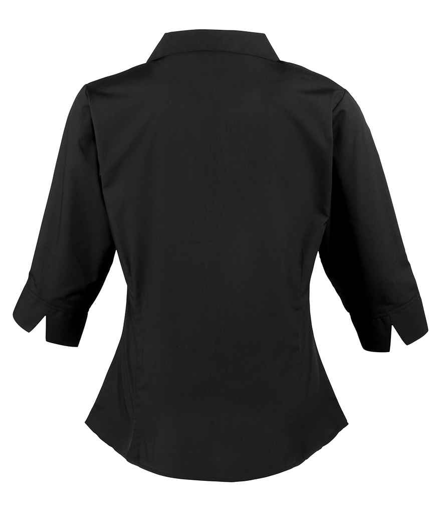 Premier Ladies 3/4 Sleeve Poplin Blouse in by Premier — Custom branded clothing by Print Press, featuring premium embroidery produced in our specialist print lab in the UK.