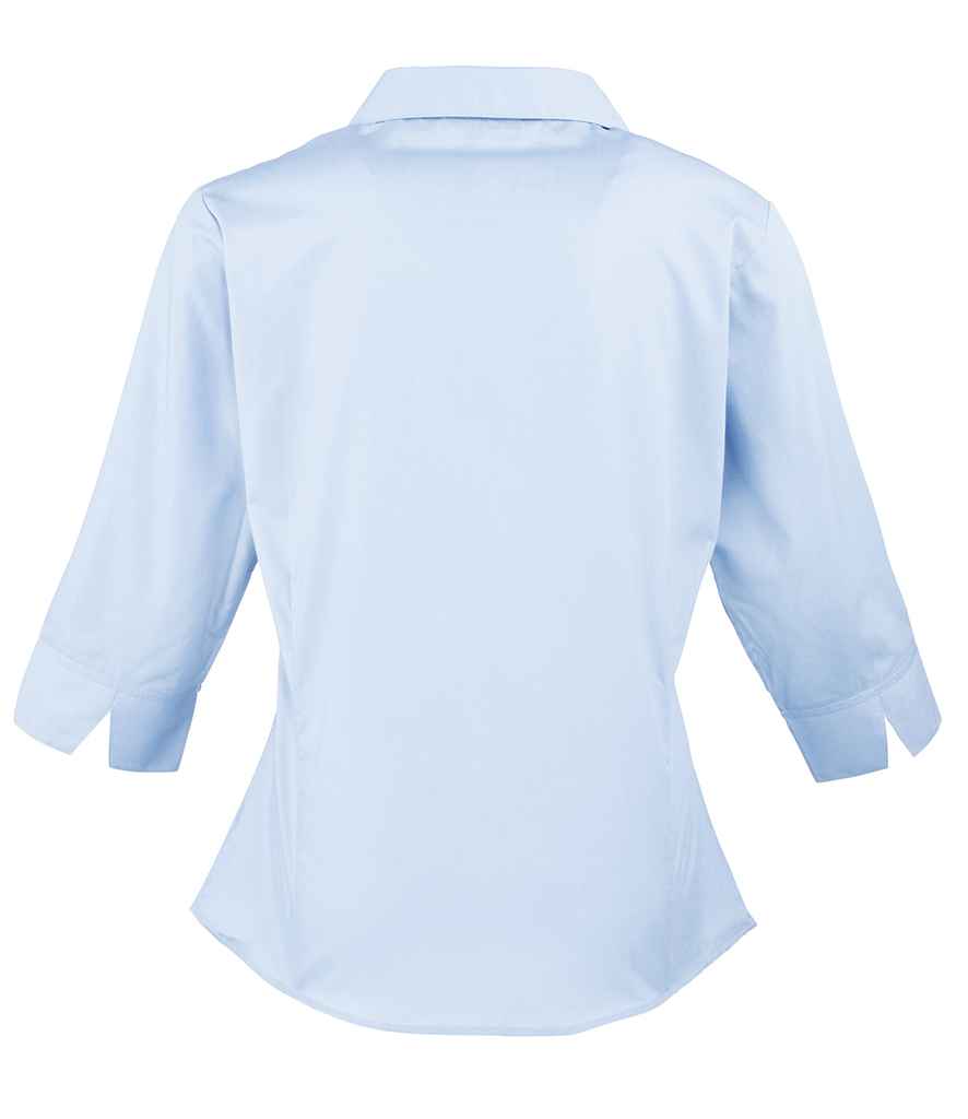 Premier Ladies 3/4 Sleeve Poplin Blouse in by Premier — Custom branded clothing by Print Press, featuring premium embroidery produced in our specialist print lab in the UK.