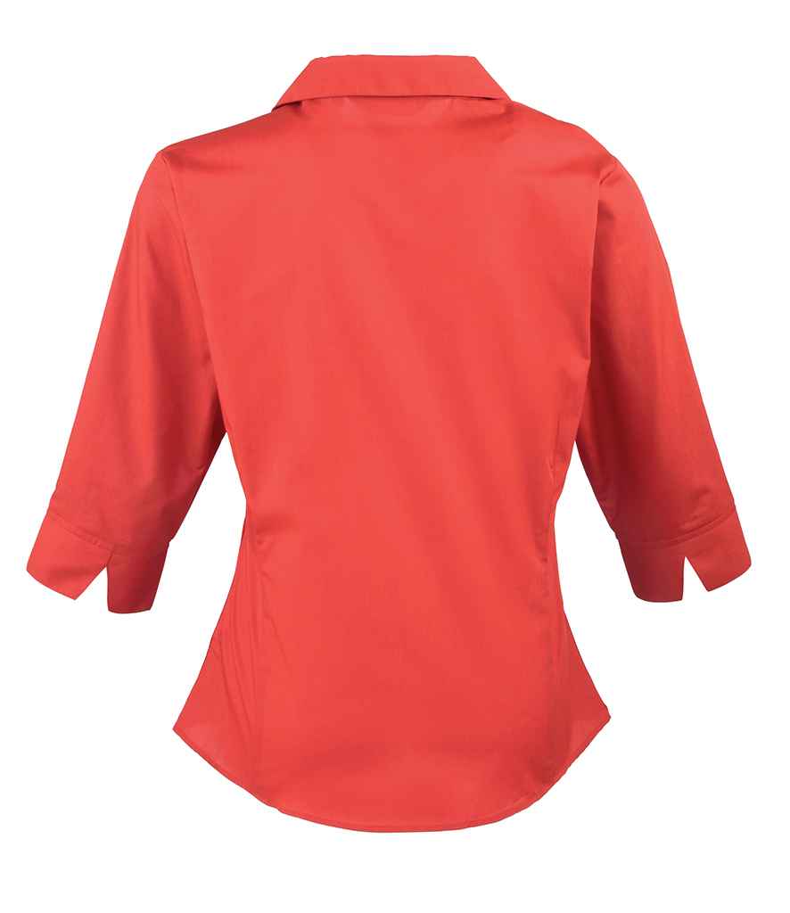 Premier Ladies 3/4 Sleeve Poplin Blouse in by Premier — Custom branded clothing by Print Press, featuring premium embroidery produced in our specialist print lab in the UK.