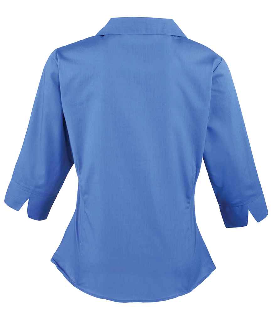 Premier Ladies 3/4 Sleeve Poplin Blouse in by Premier — Custom branded clothing by Print Press, featuring premium embroidery produced in our specialist print lab in the UK.