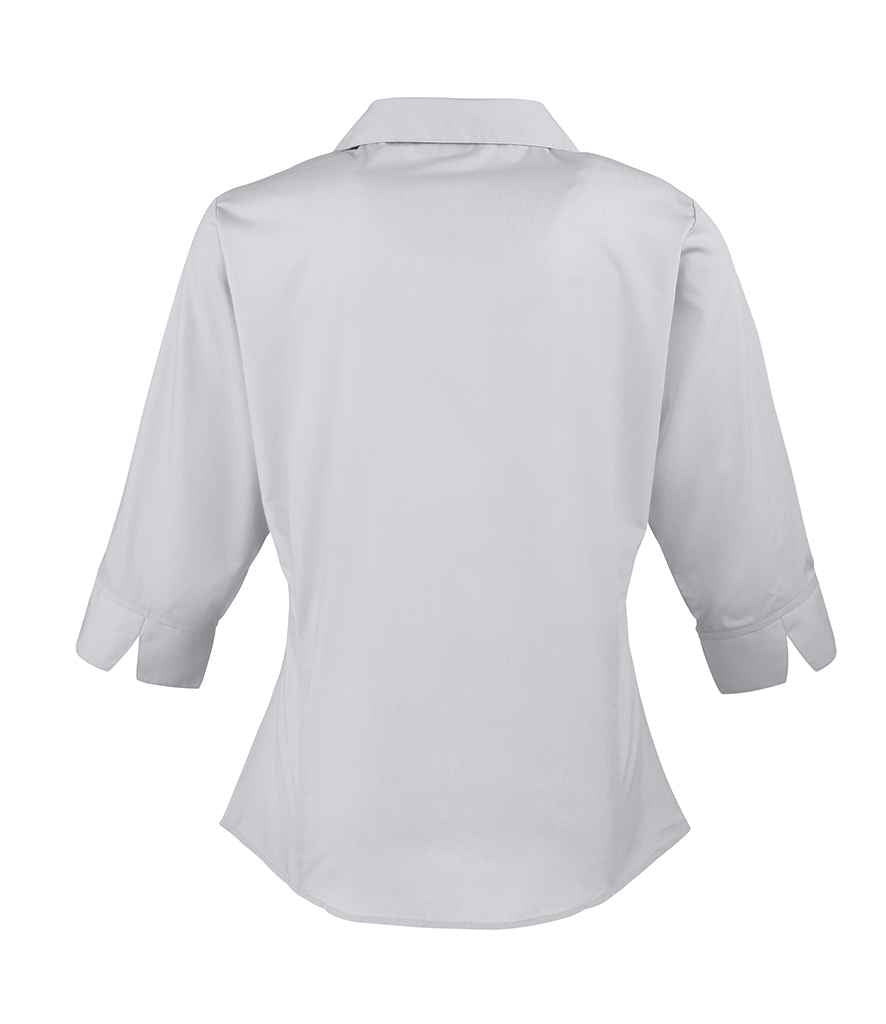 Premier Ladies 3/4 Sleeve Poplin Blouse in by Premier — Custom branded clothing by Print Press, featuring premium embroidery produced in our specialist print lab in the UK.