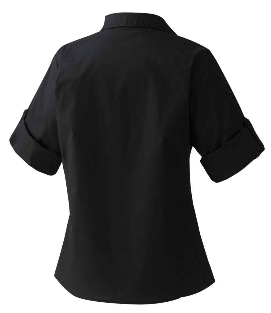 Premier Ladies Roll Sleeve Poplin Blouse in by Premier — Custom branded clothing by Print Press, featuring premium embroidery produced in our specialist print lab in the UK.