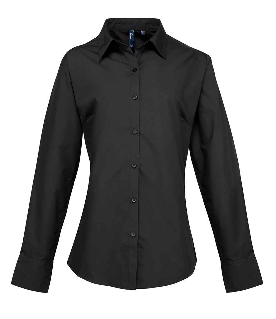 Premier Ladies Supreme Long Sleeve Poplin Shirt in by Premier — Custom branded clothing by Print Press, featuring premium embroidery produced in our specialist print lab in the UK.