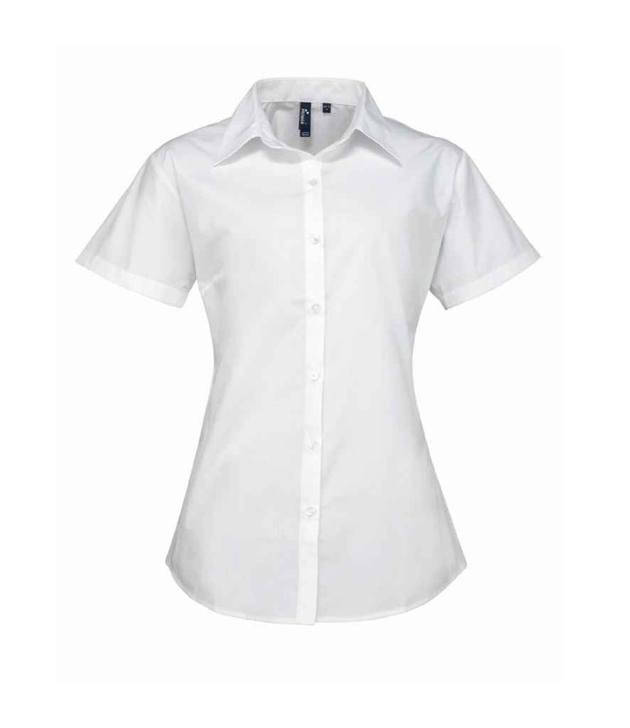 Premier Ladies Supreme Short Sleeve Poplin Shirt in by Premier — Custom branded clothing by Print Press, featuring premium embroidery produced in our specialist print lab in the UK.