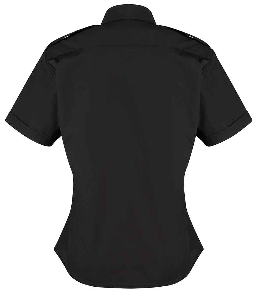 Premier Ladies Short Sleeve Pilot Shirt in by Premier — Custom branded clothing by Print Press, featuring premium embroidery produced in our specialist print lab in the UK.
