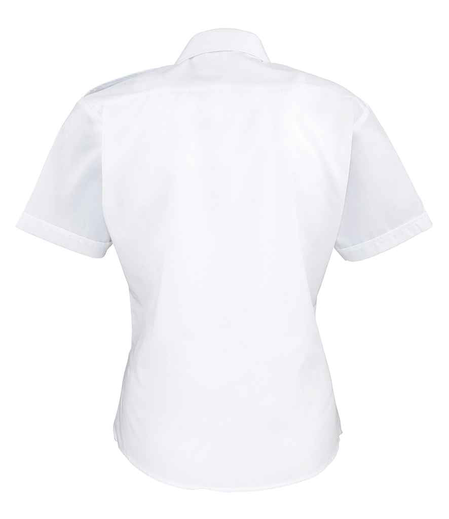 Premier Ladies Short Sleeve Pilot Shirt in by Premier — Custom branded clothing by Print Press, featuring premium embroidery produced in our specialist print lab in the UK.