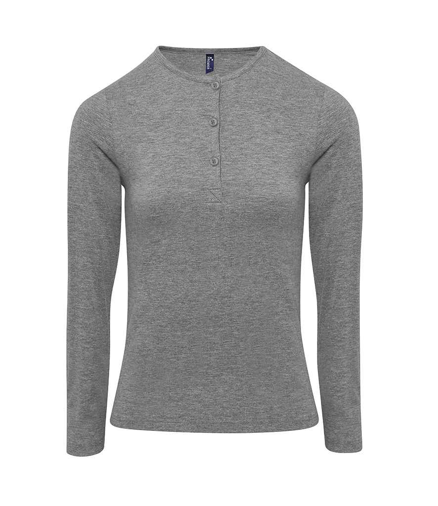 Premier Ladies Long John Roll Sleeve T-Shirt in Grey Marl by Premier — Custom branded clothing by Print Press, featuring premium embroidery produced in our specialist print lab in the UK.