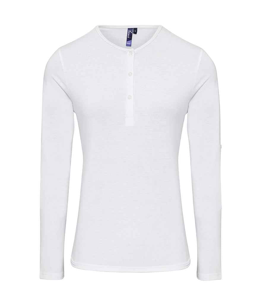 Premier Ladies Long John Roll Sleeve T-Shirt in by Premier — Custom branded clothing by Print Press, featuring premium embroidery produced in our specialist print lab in the UK.