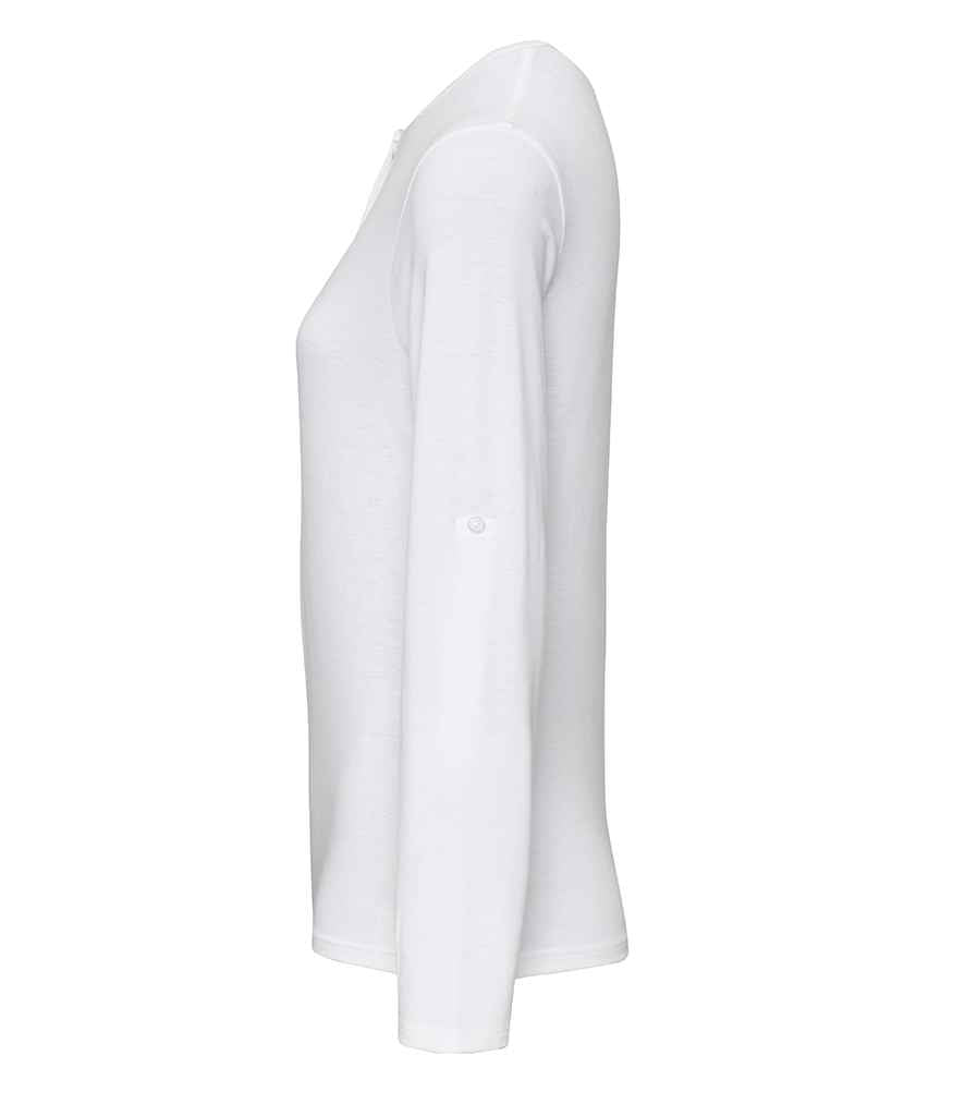 Premier Ladies Long John Roll Sleeve T-Shirt in by Premier — Custom branded clothing by Print Press, featuring premium embroidery produced in our specialist print lab in the UK.