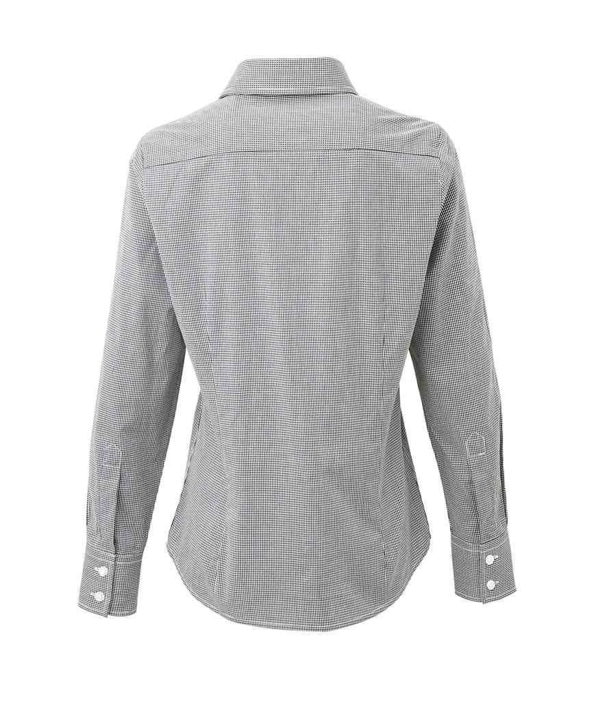 Premier Ladies Gingham Long Sleeve Shirt in by Premier — Custom branded clothing by Print Press, featuring premium embroidery produced in our specialist print lab in the UK.