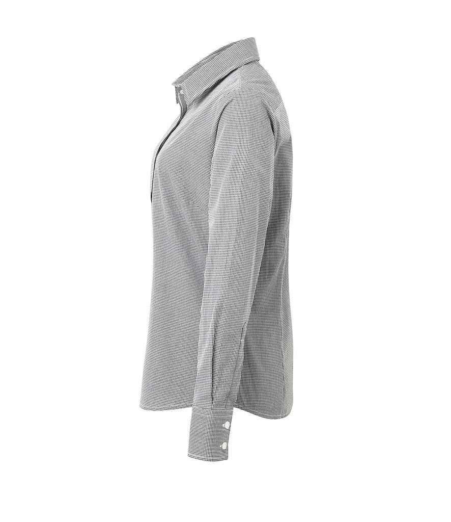 Premier Ladies Gingham Long Sleeve Shirt in by Premier — Custom branded clothing by Print Press, featuring premium embroidery produced in our specialist print lab in the UK.