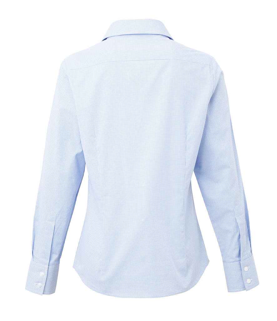 Premier Ladies Gingham Long Sleeve Shirt in by Premier — Custom branded clothing by Print Press, featuring premium embroidery produced in our specialist print lab in the UK.