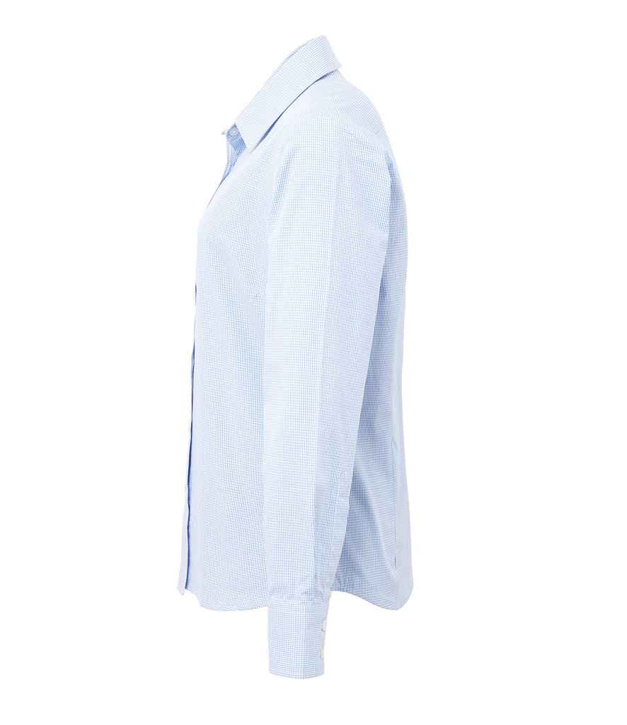 Premier Ladies Gingham Long Sleeve Shirt in by Premier — Custom branded clothing by Print Press, featuring premium embroidery produced in our specialist print lab in the UK.