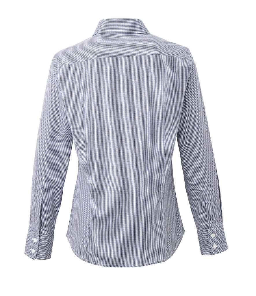Premier Ladies Gingham Long Sleeve Shirt in by Premier — Custom branded clothing by Print Press, featuring premium embroidery produced in our specialist print lab in the UK.