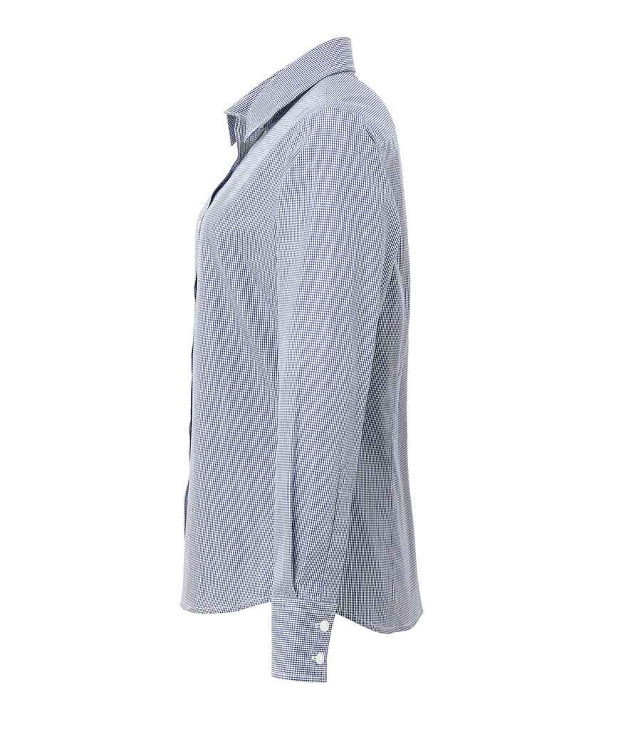 Premier Ladies Gingham Long Sleeve Shirt in by Premier — Custom branded clothing by Print Press, featuring premium embroidery produced in our specialist print lab in the UK.