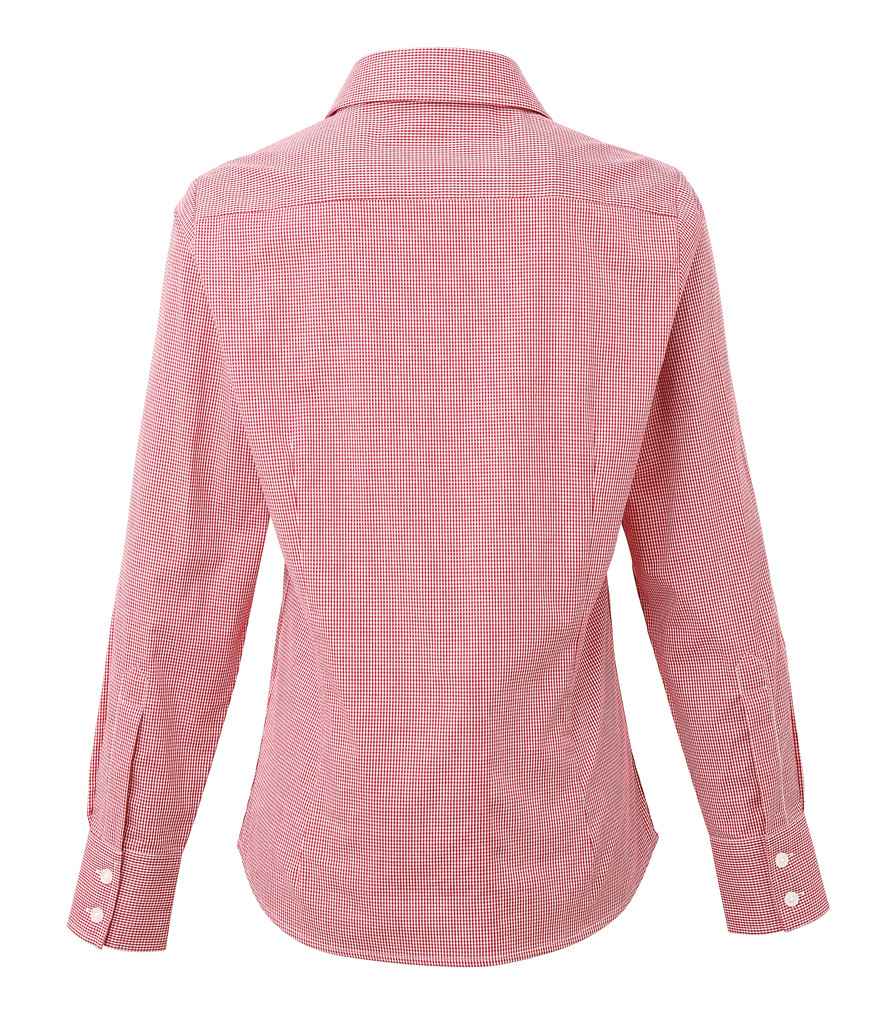 Premier Ladies Gingham Long Sleeve Shirt in by Premier — Custom branded clothing by Print Press, featuring premium embroidery produced in our specialist print lab in the UK.