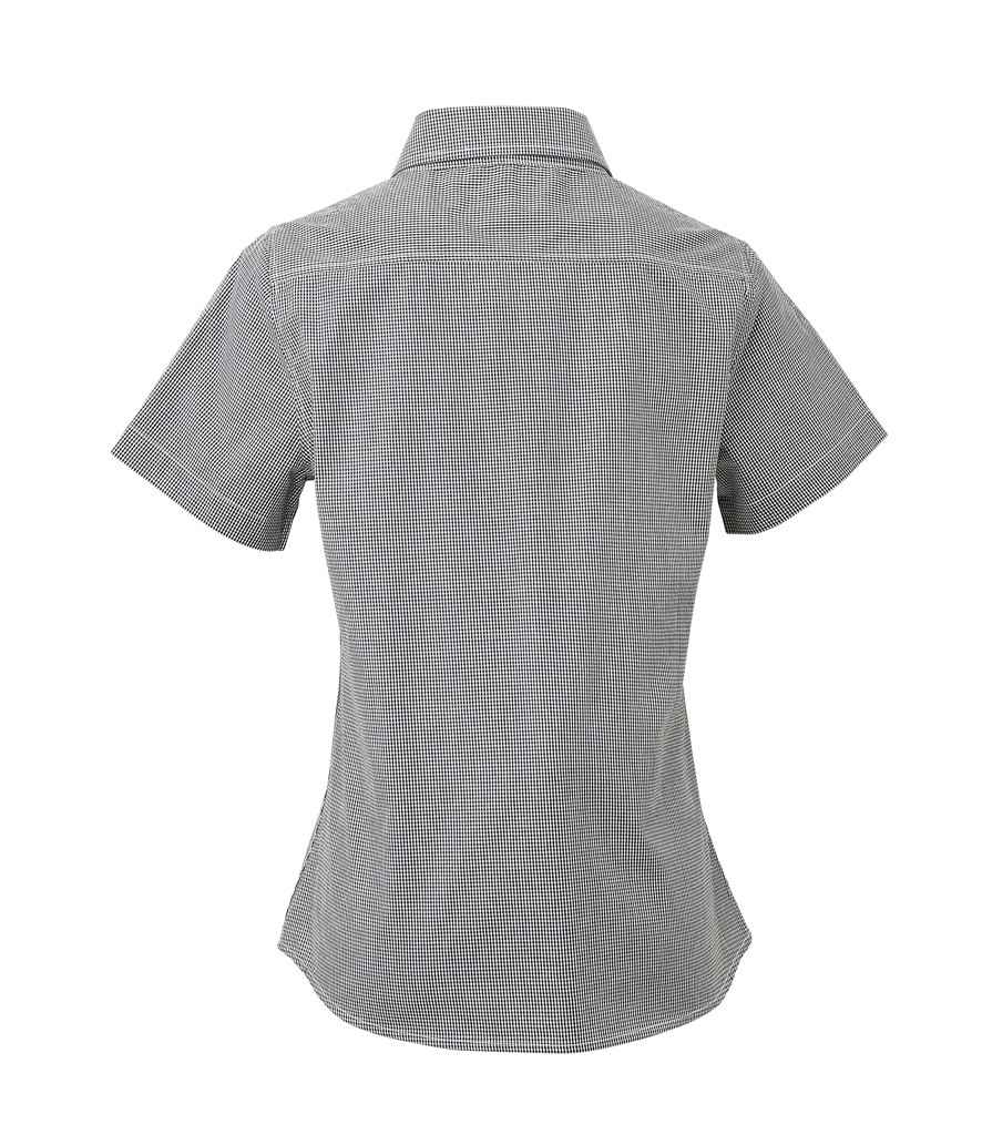 Premier Ladies Gingham Short Sleeve Shirt in by Premier — Custom branded clothing by Print Press, featuring premium embroidery produced in our specialist print lab in the UK.