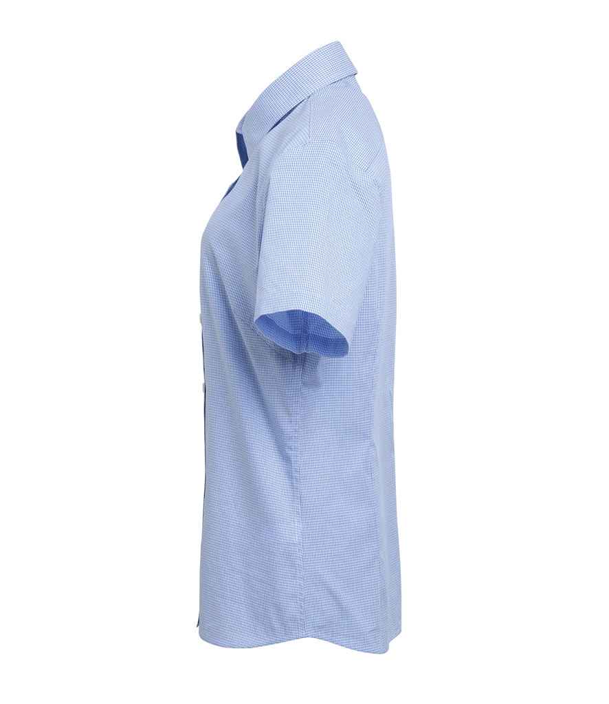 Premier Ladies Gingham Short Sleeve Shirt in by Premier — Custom branded clothing by Print Press, featuring premium embroidery produced in our specialist print lab in the UK.