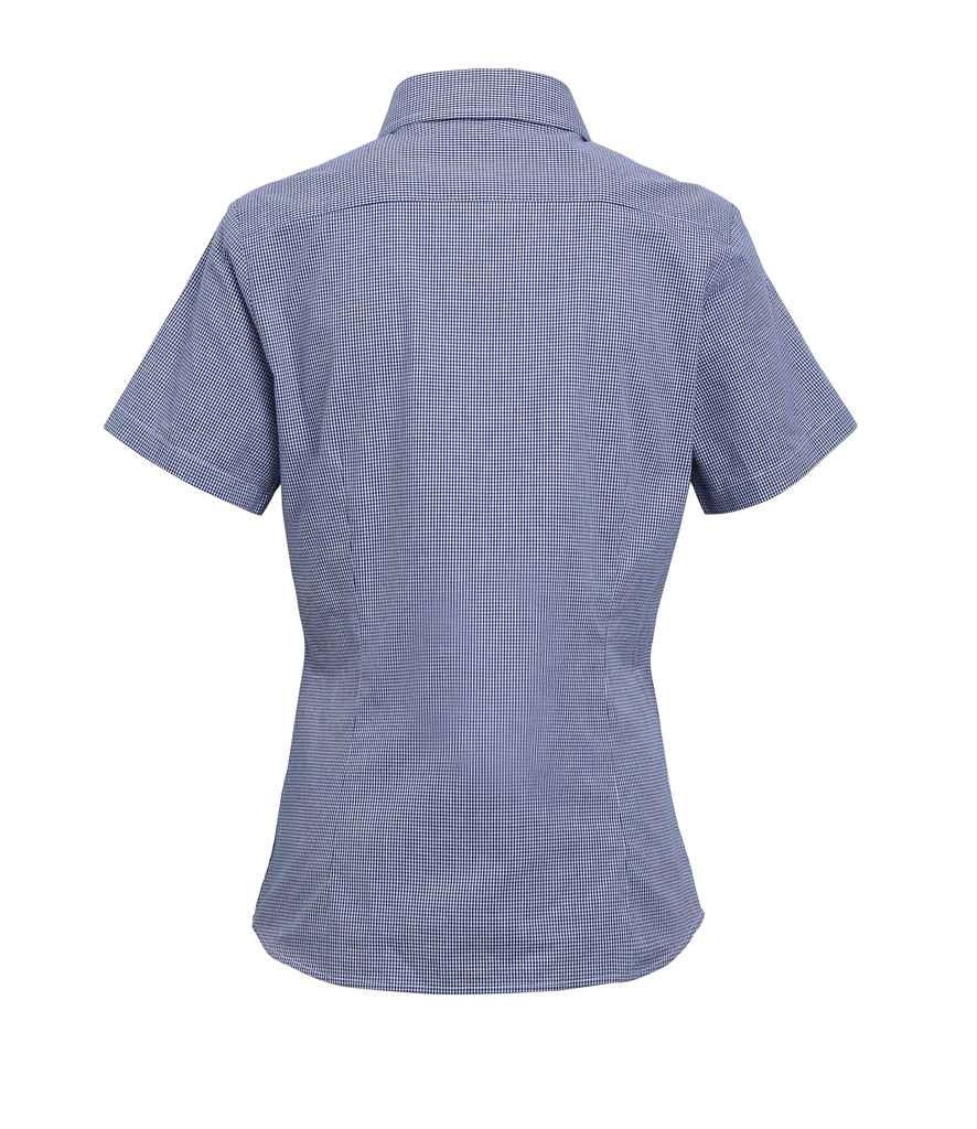 Premier Ladies Gingham Short Sleeve Shirt in by Premier — Custom branded clothing by Print Press, featuring premium embroidery produced in our specialist print lab in the UK.