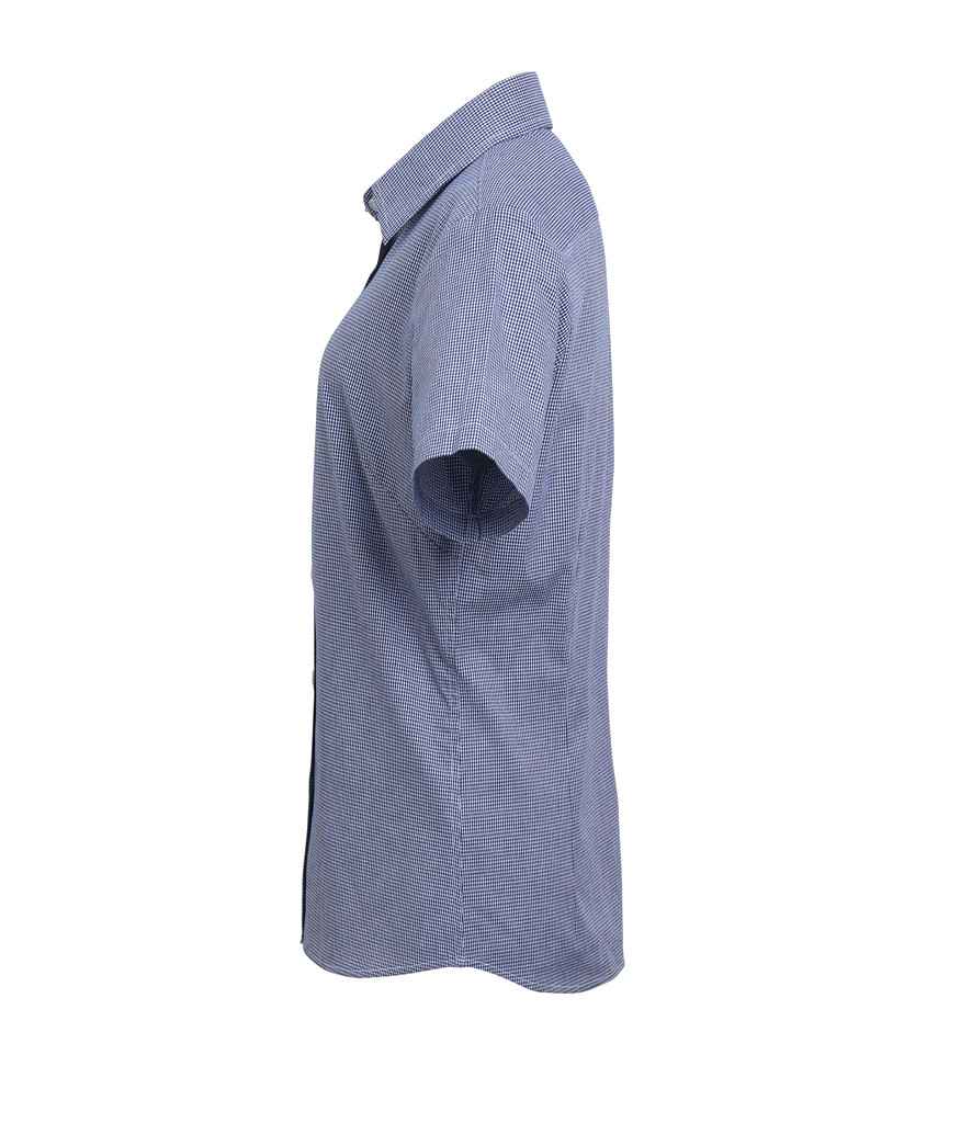 Premier Ladies Gingham Short Sleeve Shirt in by Premier — Custom branded clothing by Print Press, featuring premium embroidery produced in our specialist print lab in the UK.